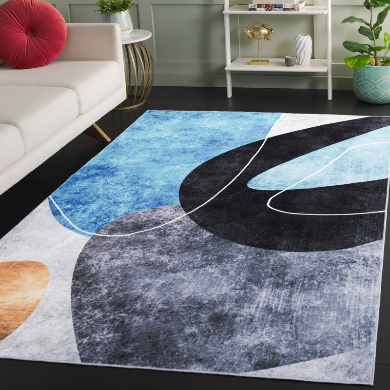 Tapis gris foncé / turquoise Josalina Monica 837, Rectangle de 5 pi x 8 pi