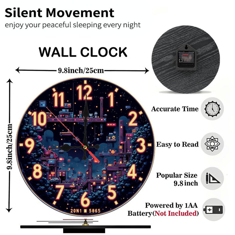 Horloge murale Pixel Art