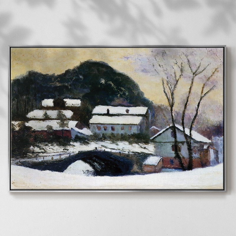 Sandviken, Norvège, 1895 01, Toile argentée avec cadre flottant, H 25 po x l 37 po x P 2 po