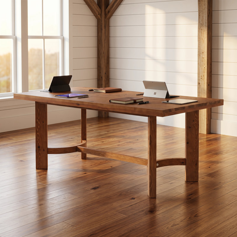 Table de conférence de 63 po en bois massif pour 4 à 6 personnes