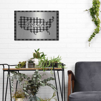 «USA Home Plaid» par Lori Deiter, art mural en métal, 36 po x 24 po