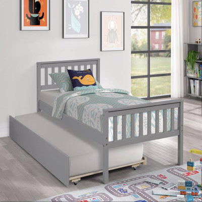 Twin Bed Frame With Trundle, Platform Bed Frame Frame With Headboard And Footboard, For Bed Frameroom Small Living Space,With No Box Spring Needed Fea