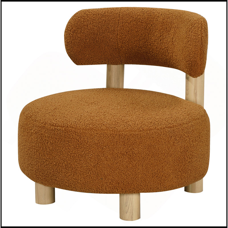 Moderne 1pc Boucle tissu rembourré dossier de chaise avec accoudoirs et dossier arrondi, Orange