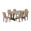 L'ensemble de salle à manger 7 pièces contient une table de salle à manger en ciment et 6 chaises de salle à manger en tissu de lin noir avec dossier haut - finition de dossier brossée-931247547-931247552-931247557