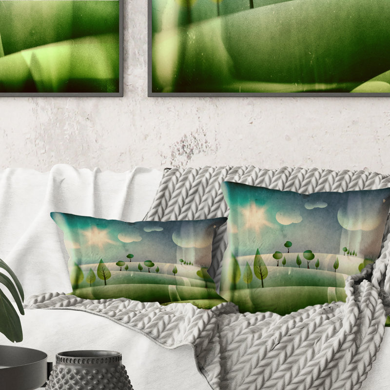 Coussin Green Fantasy Landscape, 18 po x 18 po