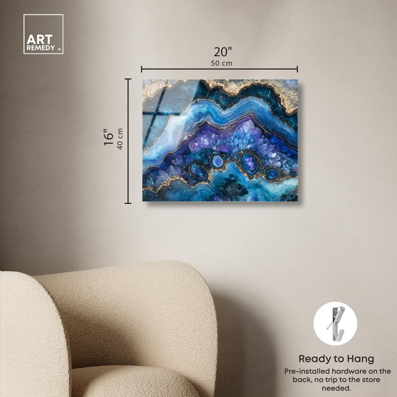 Géode bleue galactique II, art de la géode bleue par Art Remedy, prêt à être accroché, H 16 po x l 20 po