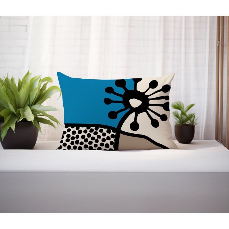 Coussin lombaire réversible intérieur / extérieur Jai Abstract, H 18 po x l 25 po, Turquoise