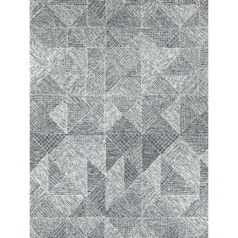 Caprice Wool Geometric Area Rug, Black/Ivory, Rectangle 8' x 10'