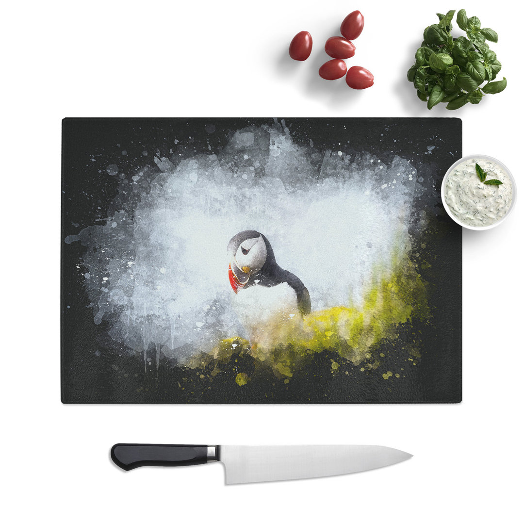 Tempered Glass Lone Atlantic Puffin Chopping Board