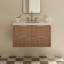 Meuble-lavabo de salle de bain mural ovale simple 36 po avec comptoir à quartz blanc Carrara de 1,5 po Mulloy-1391608019-1391608029