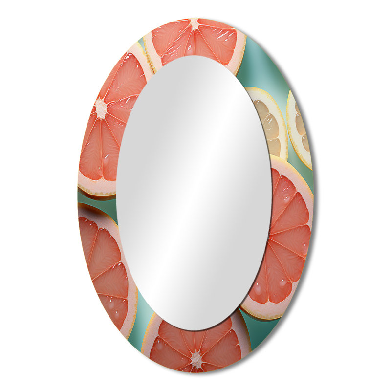 Grapefruit Gradient - Miroir mural ovale traditionnel, 36 po x 24 po