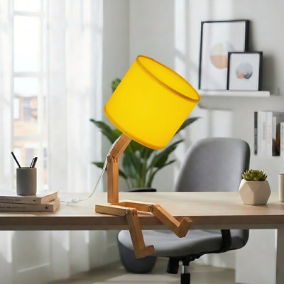 Lampe de table ajustable en forme d'homme avec abat-jour en tissu et support pour livres - veilleuse