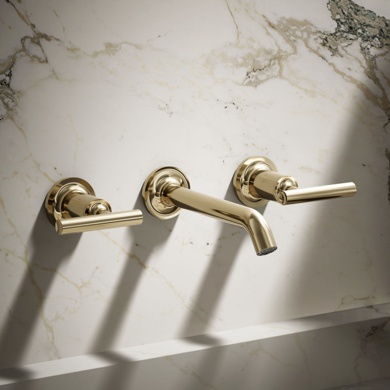 Purist® Wall-Mounted Bathroom Faucet, Lever Handle, Vibrant French Gold