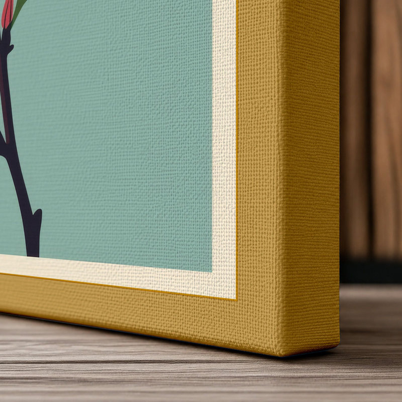 Magnolia in Bloom Botanical - Wrapped Canvas, 24x16 - 61.0 x 40.6 cm, Ochre Border