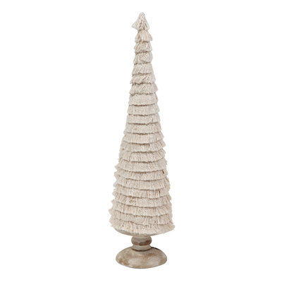 Fringes Embellished Cone With Wooden Base