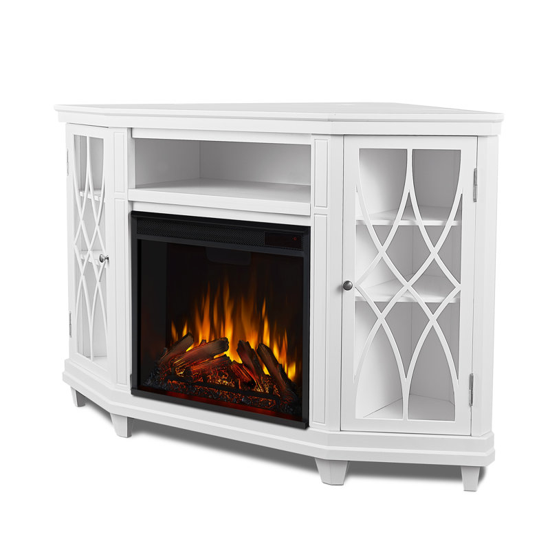Lynette 56'' TV Stand with Fireplace, White