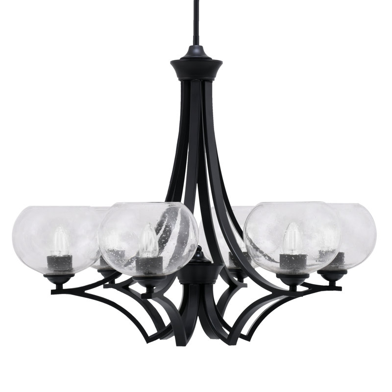Lustre 5 lumières Zilo illustré avec verre de 7 po Zilo, Clair, Graphite