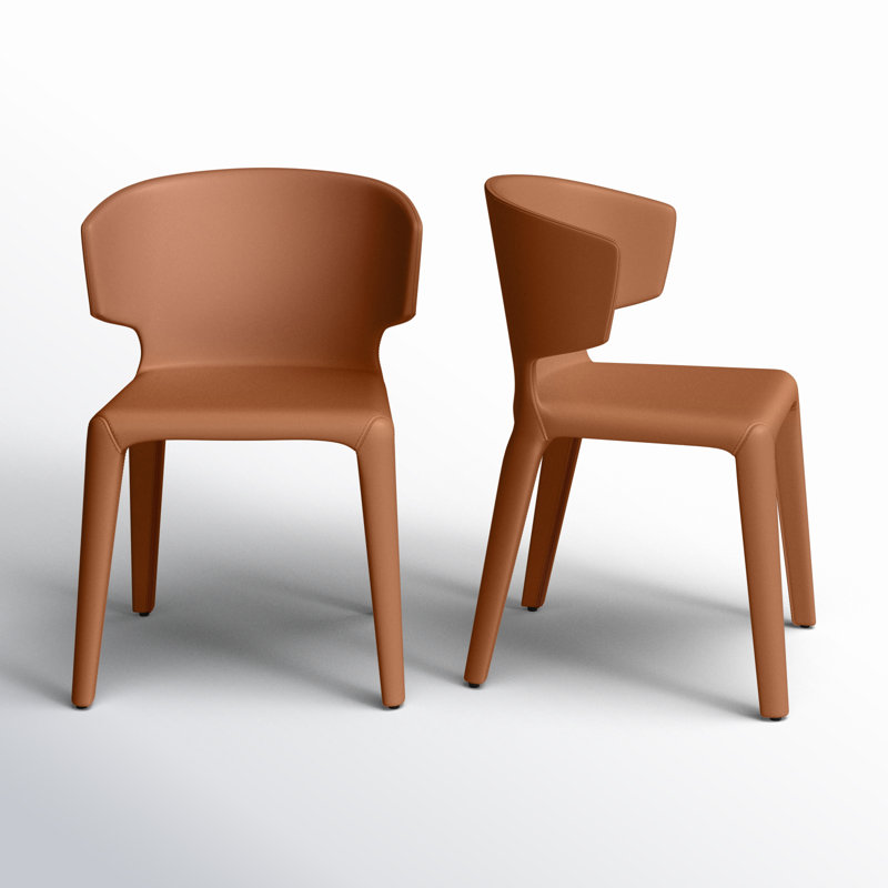 Saddle Faux Leather Upholstered Side Chair with Metal Legs