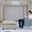 Repose-pieds modulaire contemporain en tissu Chenille