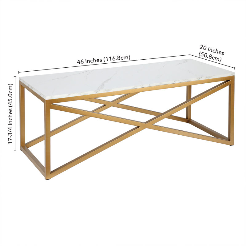 Calix Frame Coffee Table, White/Brass