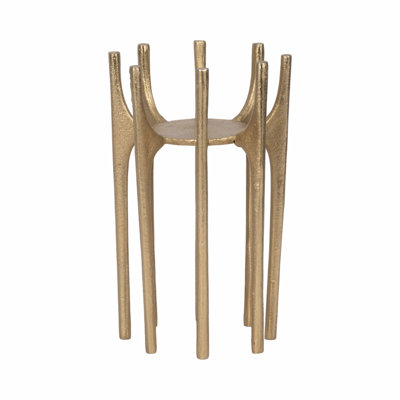 Jisselle Decorative Pillar Candle Holder for Home Decor - Modern Tabletop Candle Holder or Floor Accent for Living Room Decor - Gold & Metallic
