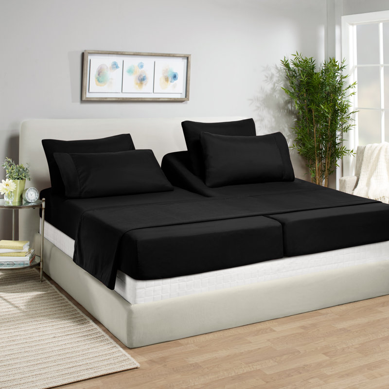 Ensemble de draps luxueux en microfibre, Grand, Noir