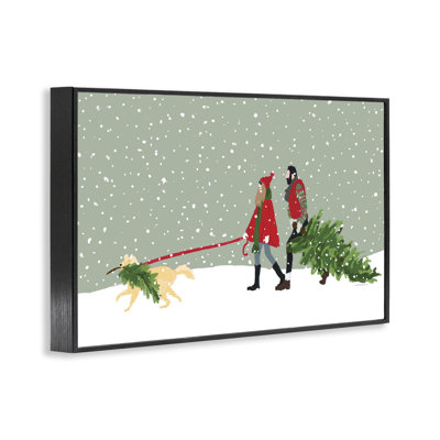 Couple avec arbre de Noël, estampe numérique encadrée par Kamdon Kreations