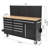61" Workbench, Heavy Duty Wood Top Work Table with Drawers and Pegboard, Work Bench Organizers with Power Outlet, Wheels, Mobile Workstation for Garage, Workshop