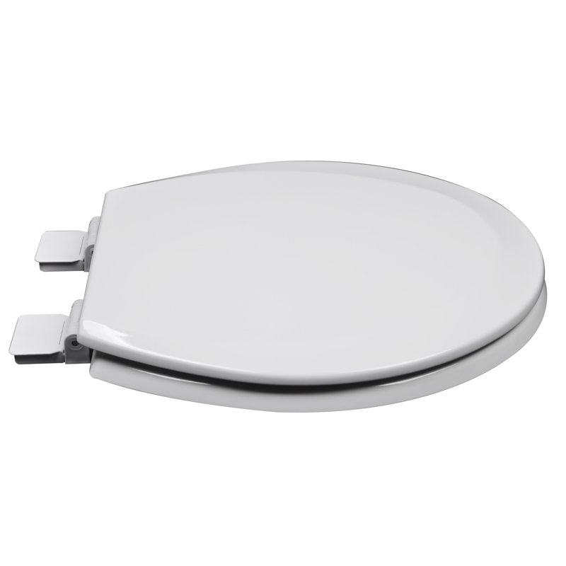 Siège de toilette rond en bois moulé, Blanc