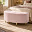 Pink Velvet Storage Bench with Metal Legs, Upholstered Storage Box Footstool for Hallway, Living Room & Bedroom