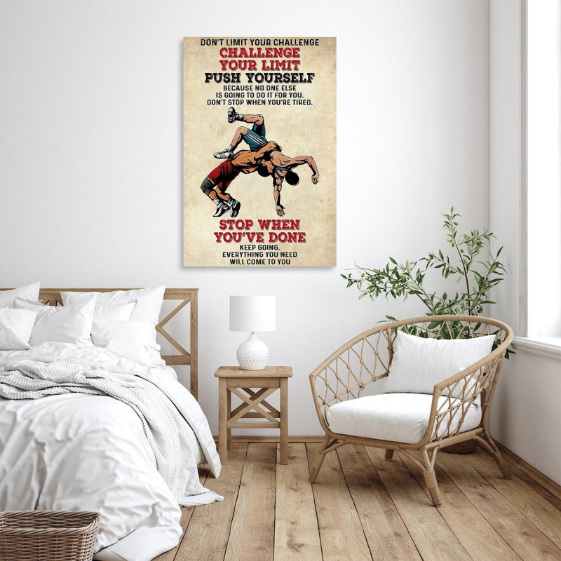 «Wrestling Dont Limit Your Défi», impression sur toile tendue, H 36 po x l 24 po x P 1,25 po