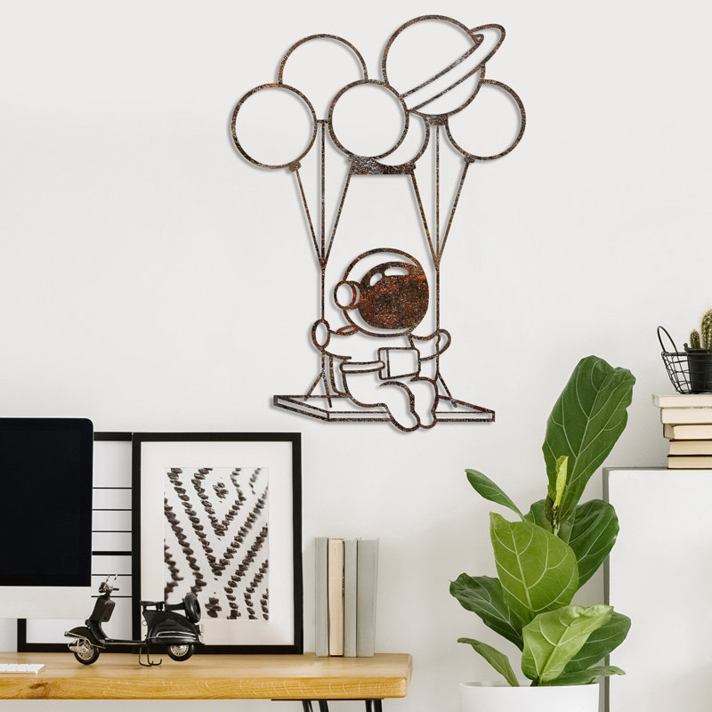 Hand-Painted Decorative Metal Wall Accessory, Antiquation Finish, 27.6 x 17.3 inches | Durable 0.06-inch Metal Body | Unique Art Piece for Home Decor, Adds Character and Style to Any Space