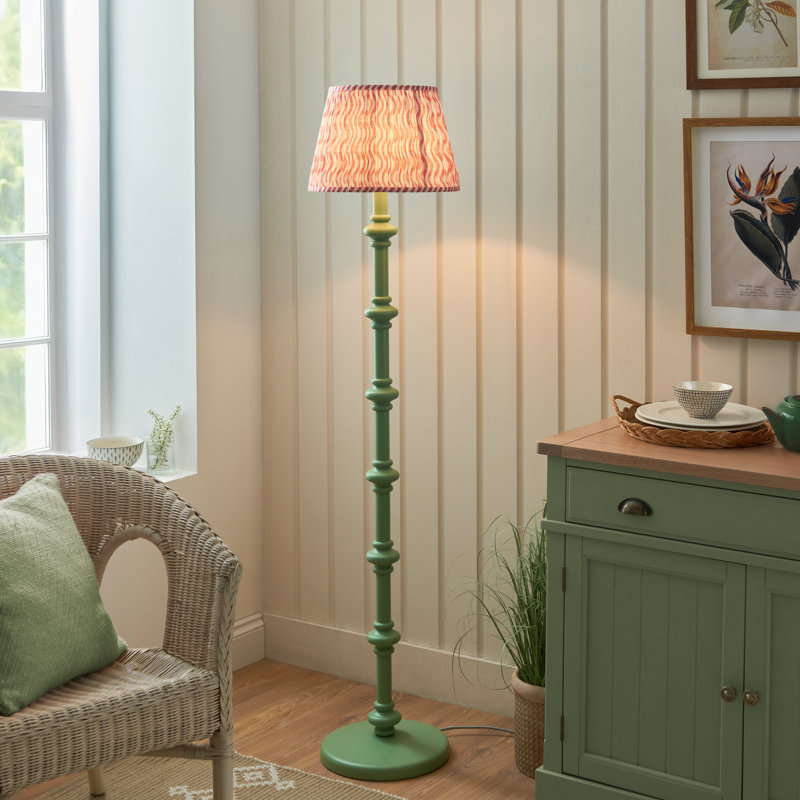 Carnaby 157cm Traditional Floor Lamp, Green, Pink/White