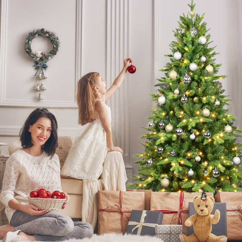 Pre-lit 7ft Christmas Tree, Realistic Pe+pvc, Traditional Elegance, Holiday Ambience