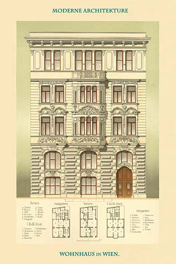 Résidence à vienne, autriche-impression d’art graphique, H 42 po x l 28 po x P 1,5 po