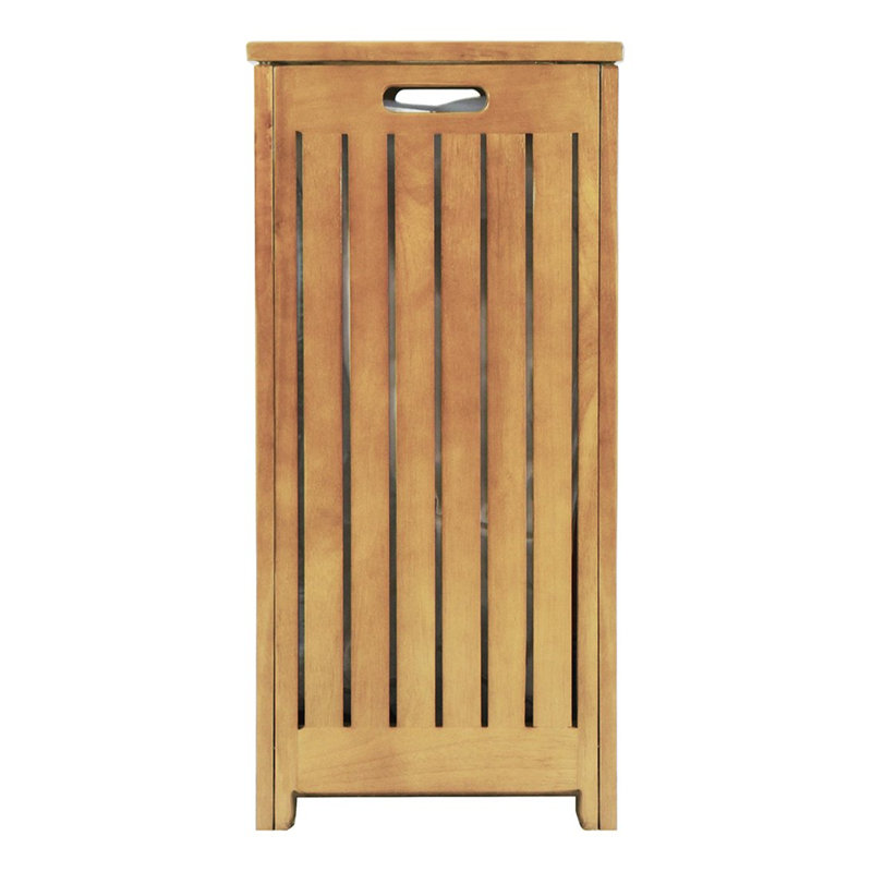Rectangular Light Wood Bamboo Laundry Hamper with Lid