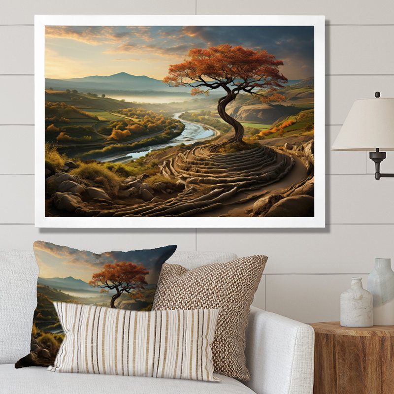 «Scenic surreal vineyard», reproduction d'art sur toile, H 16 po x l 32 po x P 1 po, Cadre simple blanc