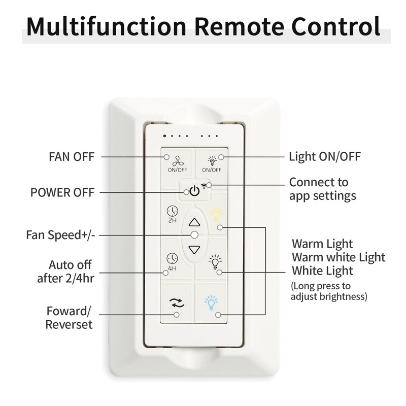 Grand ventilateur de plafond moderne avec télécommande intelligente pour le salon, 84 po de largeur