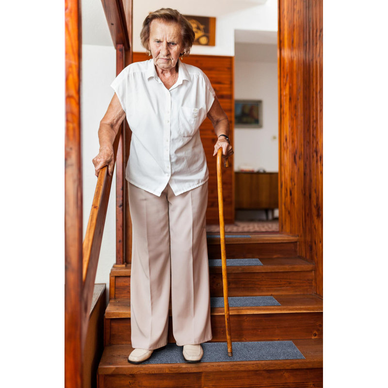 Gray Ribbed Non-Slip Rubberback Stair Treads, 8" x 30", 7 Pack