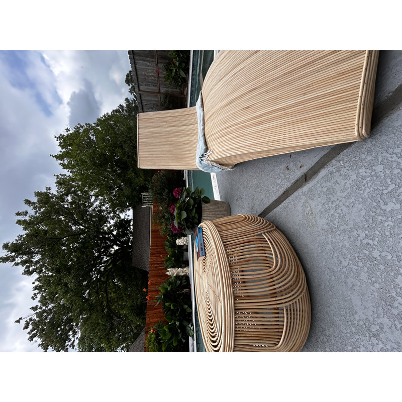 Natural Rattan Lounge Set (2 Louge Chairs And A Coffee Table)