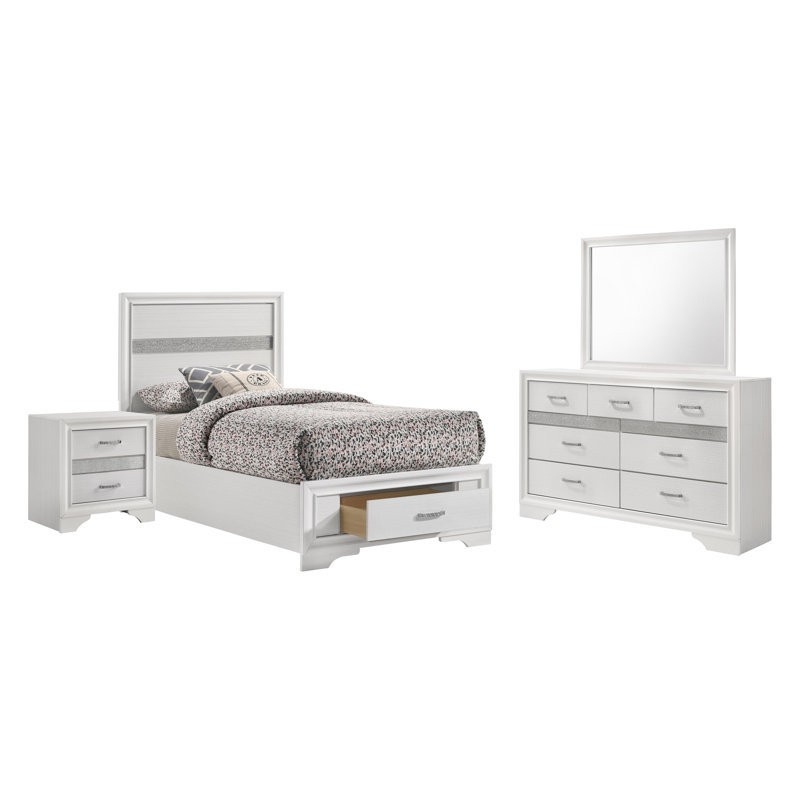 Ensemble de chambre à coucher 4 pièces 4 pièces , Simple, Blanc