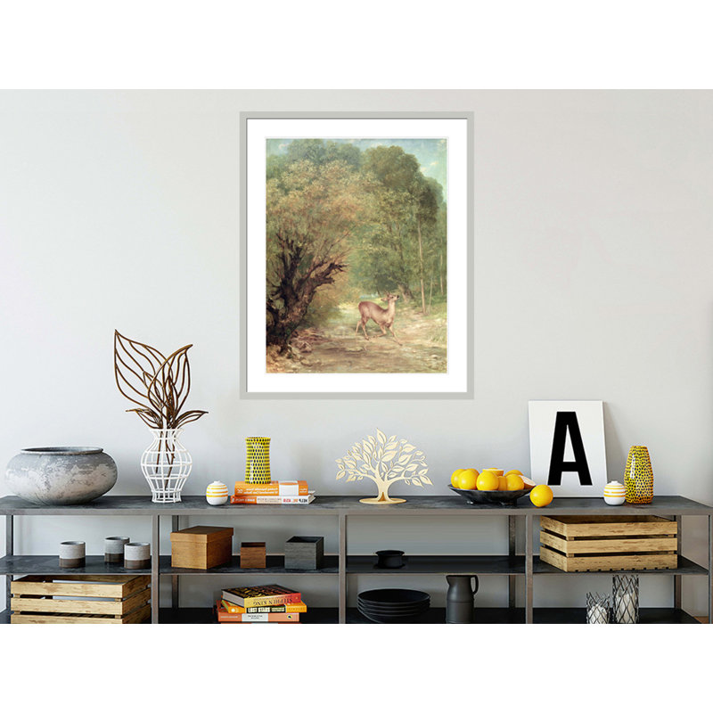 «The Hunted Roe-Deer on the alerte Spring», reproduction d'art giclée encadrée, 41.23" H x 33.5" W