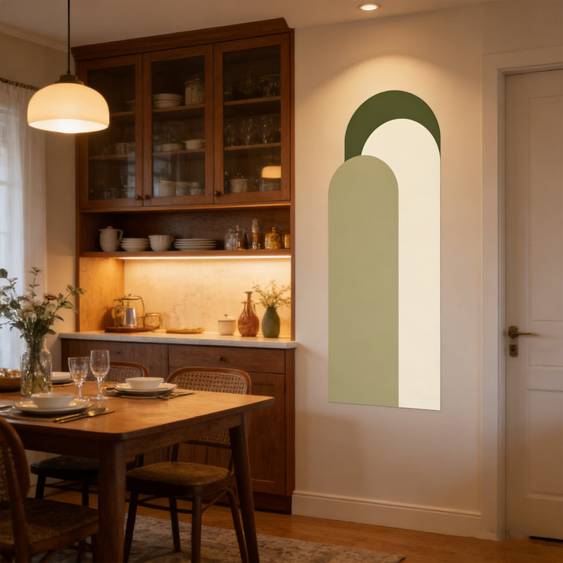 Arch Wall Decal, Modern Geometric Shape Peel and Stick Wallpaper Self-Adhesive Removable Sticker Boho Mural Decor for Living Room