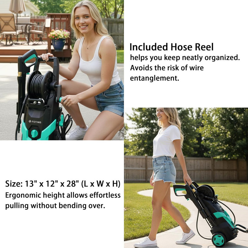 FOTING Pressure Washer, 4500PSI Power Washer with 4 Quick Connect Nozzle & Foam Cannon&Inlet Hose&Filter, High Pressure Washer
