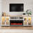  97" Fireplace Tv Stand With Electric Fireplace, Large Farmhouse Tv Stand Fortvs Up To 100", Led Lights & Adjustable Shelves, Entertainmentcenter For Living Room-1510617451