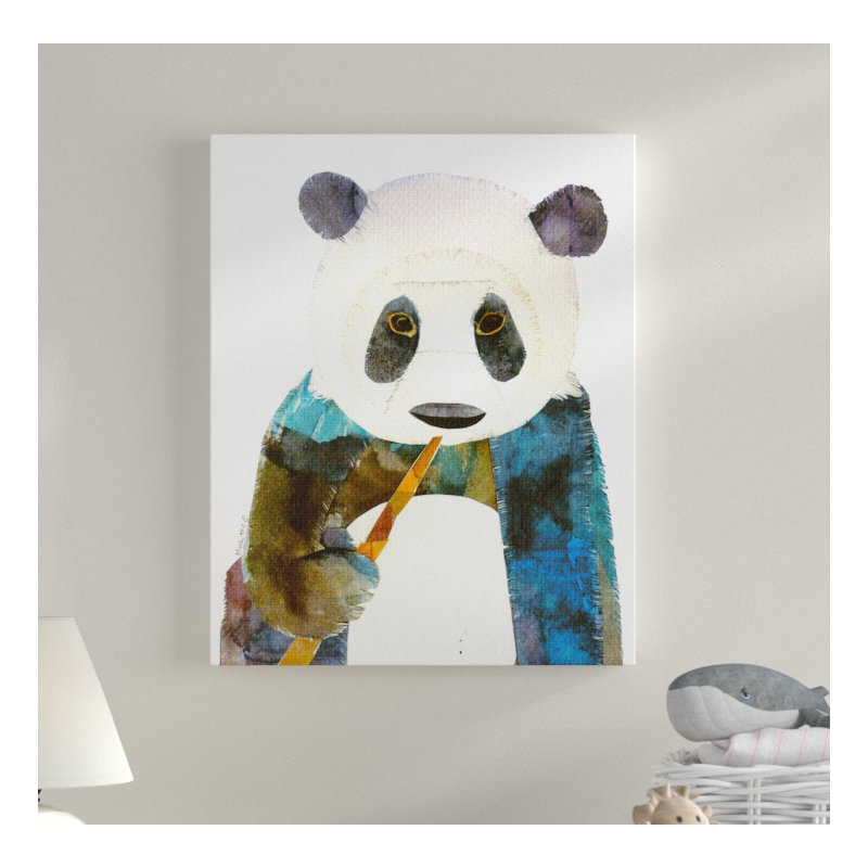 Cutout Collage Panda Art, Wrapped Canvas, 20" H x 16" W x 1.5" D