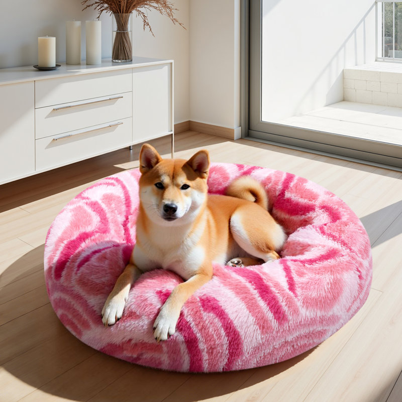 Réchauffant un beignet rond, Moyen (H 8 po x l 30 po x P 30 po), Rose / Rouge / Blanc