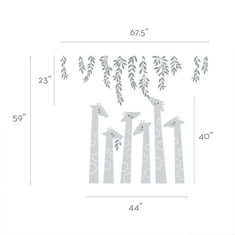 Décalcomanie murale feuilles girafee, Brun kaki / vert sauge