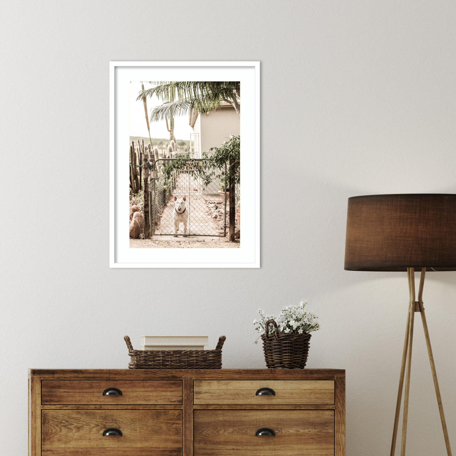 No Entry by Shot by Clint Wood Framed Wall Art Print, 33" H x 24" W, White