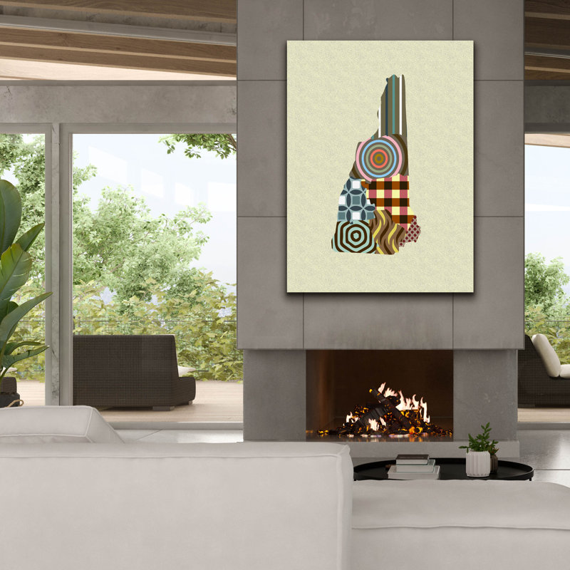 «New Hampshire State Map» par Lanre Adefioye, art mural sur toile, 12 po x 16 po, H 54 po x l 40 po x P 1,5 po